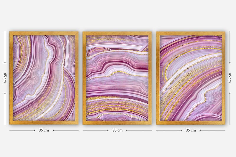 Dekorativ inramad målning 3-Delar 35x45 cm - Flerfärgad - Inredning & dekor - Tavlor & konst - Canvastavla