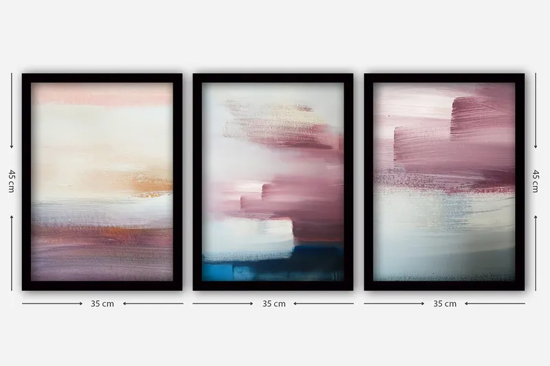Dekorativ inramad målning 3-Delar 35x45 cm - Flerfärgad - Inredning & dekor - Tavlor & konst - Canvastavla