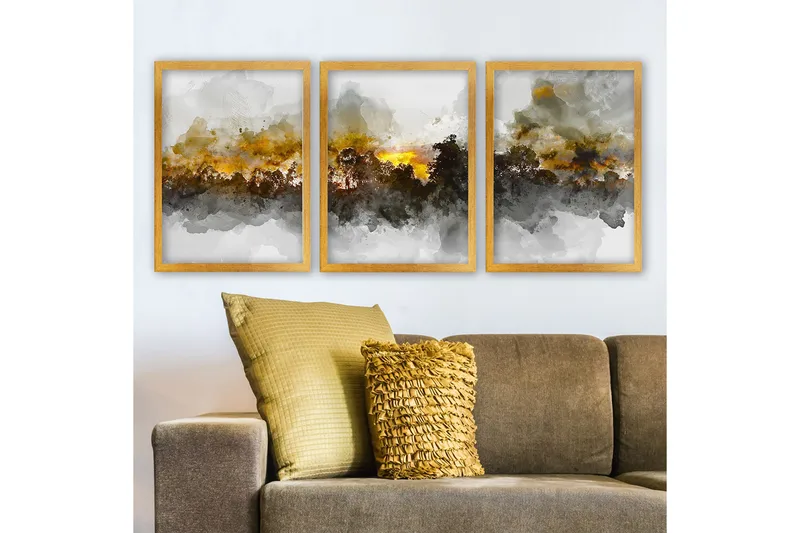 Dekorativ inramad målning 3-Delar 35x45 cm, Flerfärgad