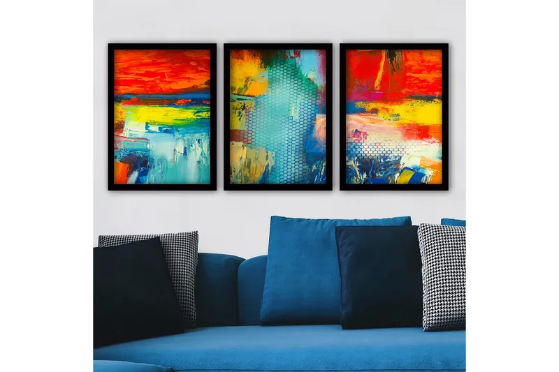 Dekorativ inramad målning 3-Delar 35x45 cm, Flerfärgad