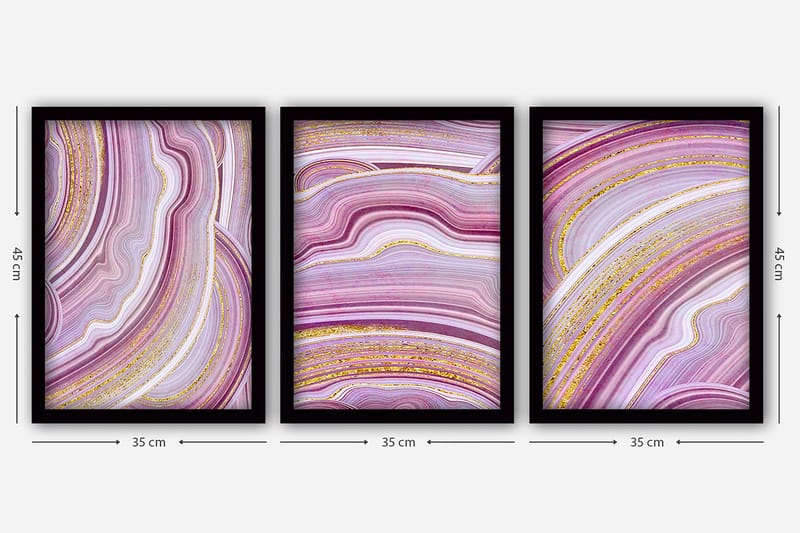 Dekorativ inramad målning 3-Delar 35x45 cm - Flerfärgad - Inredning & dekor - Tavlor & konst - Canvastavla