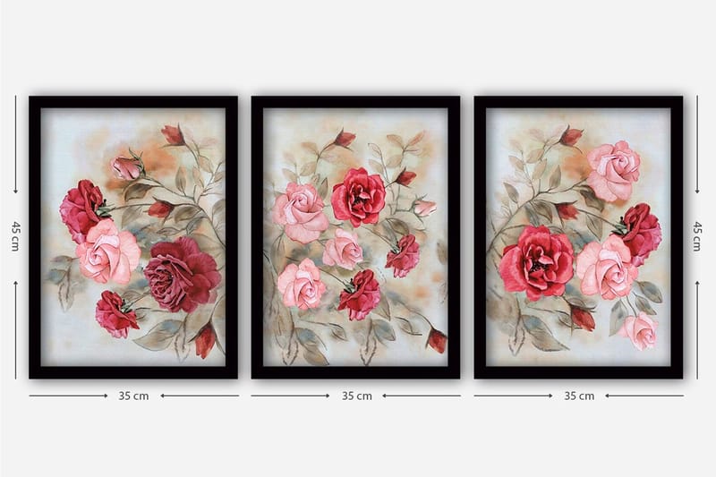 Dekorativ inramad målning 3-Delar 35x45 cm - Flerfärgad - Inredning & dekor - Tavlor & konst - Canvastavla