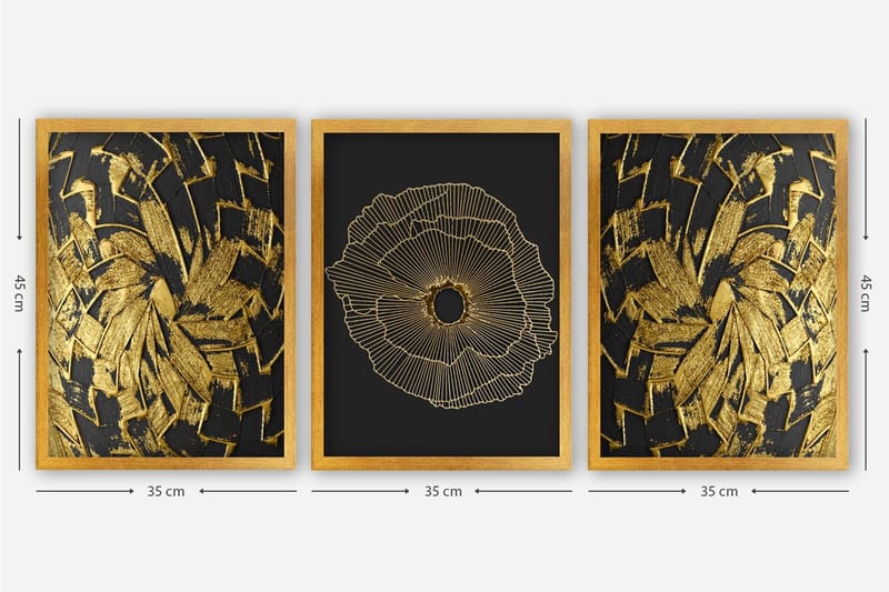 Dekorativ inramad målning 3-Delar 35x45 cm - Flerfärgad - Inredning & dekor - Tavlor & konst - Canvastavla