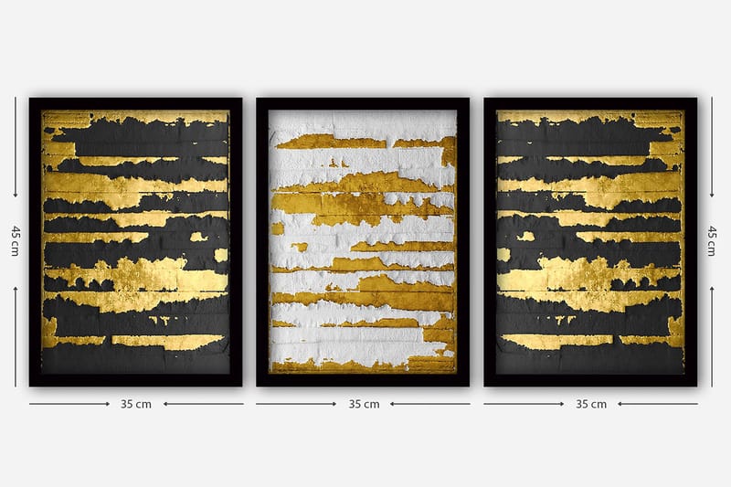 Dekorativ inramad målning 3-Delar 35x45 cm - Flerfärgad - Inredning & dekor - Tavlor & konst - Canvastavla