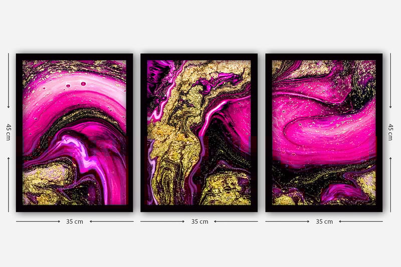 Dekorativ inramad målning 3-Delar 35x45 cm - Flerfärgad - Inredning & dekor - Tavlor & konst - Canvastavla