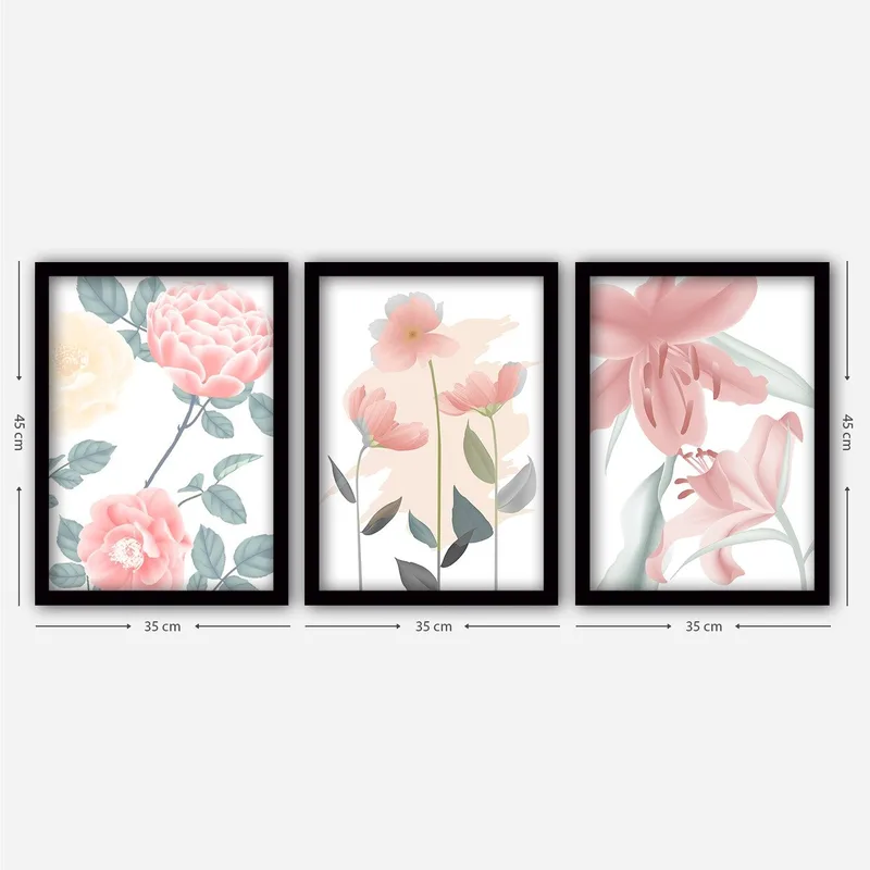 Dekorativ inramad målning 3-Delar 35x45 cm - Flerfärgad - Inredning & dekor - Tavlor & konst - Canvastavla