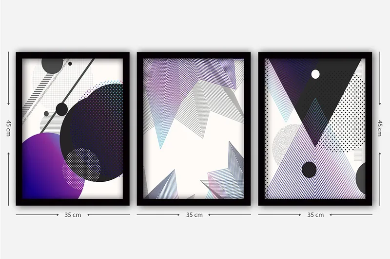 Dekorativ inramad målning 3-Delar 35x45 cm - Flerfärgad - Inredning & dekor - Tavlor & konst - Canvastavla