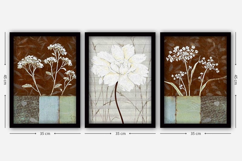 Dekorativ inramad målning 3-Delar 35x45 cm - Flerfärgad - Inredning & dekor - Tavlor & konst - Canvastavla