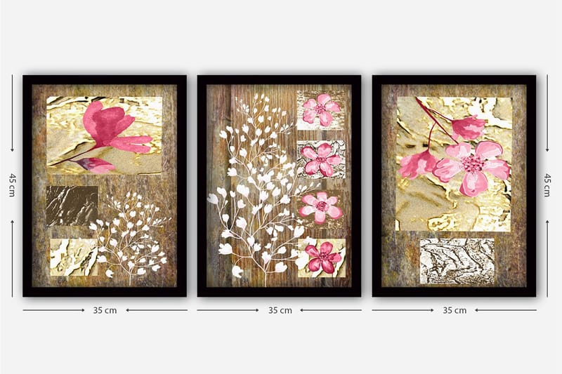 Dekorativ inramad målning 3-Delar 35x45 cm - Flerfärgad - Inredning & dekor - Tavlor & konst - Canvastavla