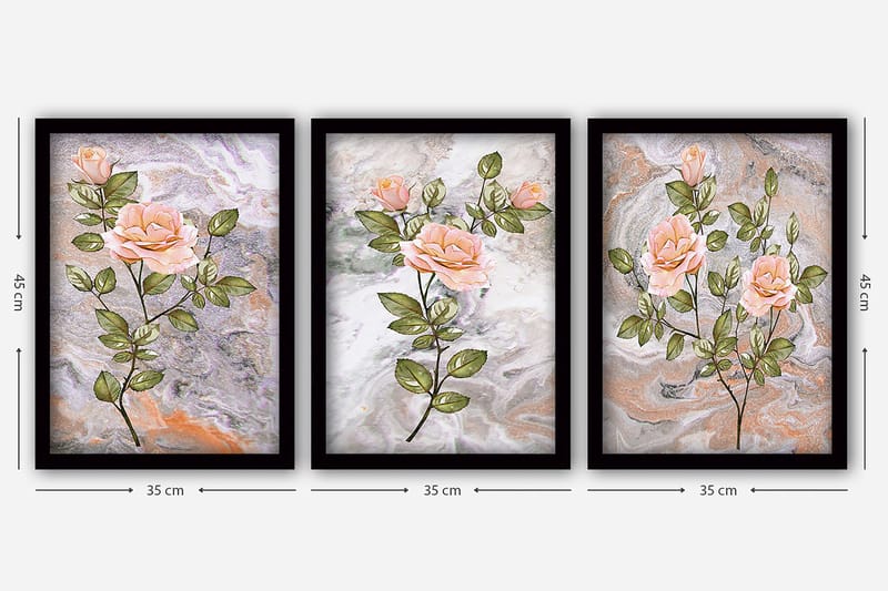Dekorativ inramad målning 3-Delar 35x45 cm - Flerfärgad - Inredning & dekor - Tavlor & konst - Canvastavla