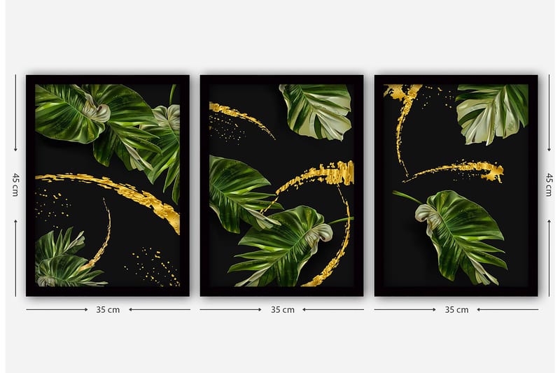 Dekorativ inramad målning 3-Delar 35x45 cm - Flerfärgad - Inredning & dekor - Tavlor & konst - Canvastavla