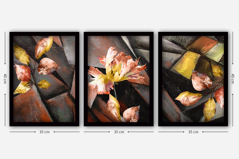 Dekorativ inramad målning 3-Delar 35x45 cm - Flerfärgad - Inredning & dekor - Tavlor & konst - Canvastavla