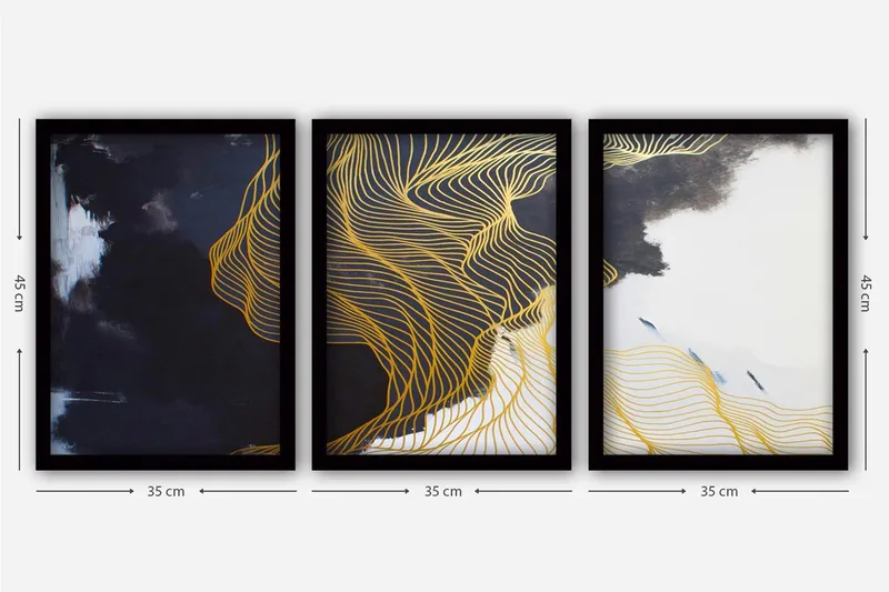 Dekorativ inramad målning 3-Delar 35x45 cm - Flerfärgad - Inredning & dekor - Tavlor & konst - Canvastavla