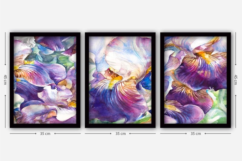 Dekorativ inramad målning 3-Delar 35x45 cm - Flerfärgad - Inredning & dekor - Tavlor & konst - Canvastavla