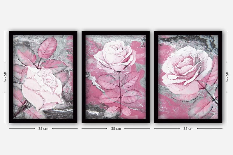 Dekorativ inramad målning 3-Delar 35x45 cm - Flerfärgad - Inredning & dekor - Tavlor & konst - Canvastavla