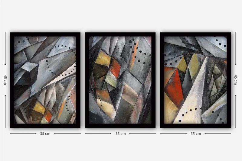 Dekorativ inramad målning 3-Delar 35x45 cm - Flerfärgad - Inredning & dekor - Tavlor & konst - Canvastavla