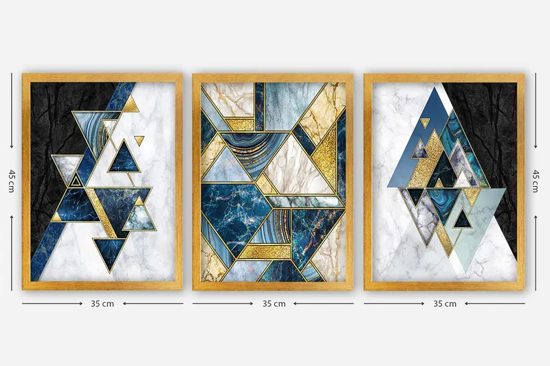 Dekorativ inramad målning 3-Delar 35x45 cm - Flerfärgad - Inredning & dekor - Tavlor & konst - Canvastavla