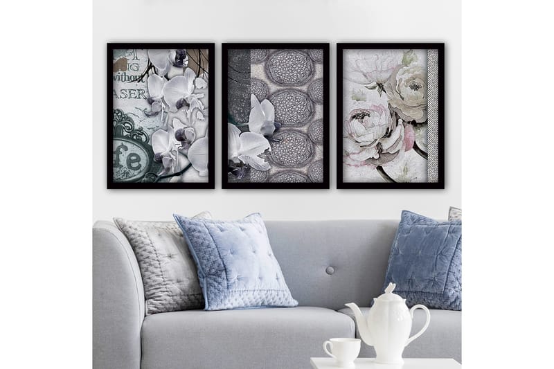 Dekorativ inramad målning 3-Delar 35x45 cm, Flerfärgad
