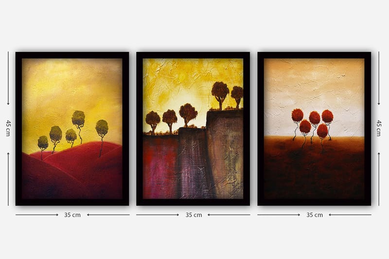 Dekorativ inramad målning 3-Delar 35x45 cm - Flerfärgad - Inredning & dekor - Tavlor & konst - Canvastavla