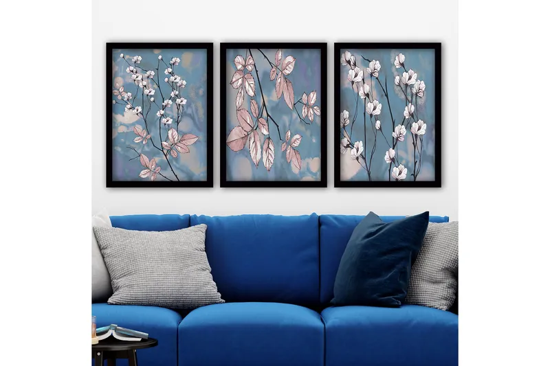 Dekorativ inramad målning 3-Delar 35x45 cm, Flerfärgad