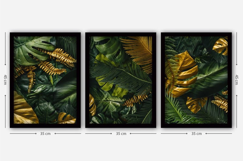 Dekorativ inramad målning 3-Delar 35x45 cm - Flerfärgad - Inredning & dekor - Tavlor & konst - Canvastavla