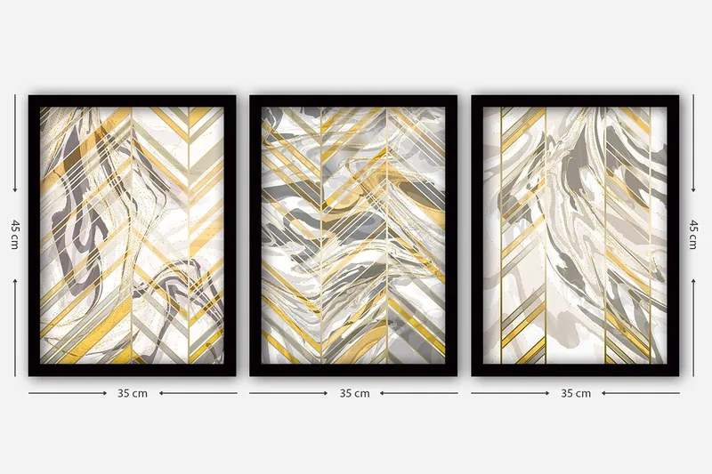Dekorativ inramad målning 3-Delar 35x45 cm - Flerfärgad - Inredning & dekor - Tavlor & konst - Canvastavla