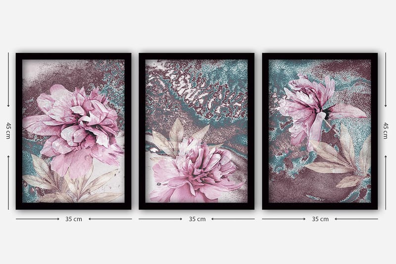 Dekorativ inramad målning 3-Delar 35x45 cm - Flerfärgad - Inredning & dekor - Tavlor & konst - Canvastavla