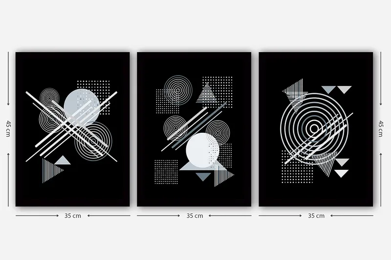 Dekorativ inramad målning 3-Delar 35x45 cm - Flerfärgad - Inredning & dekor - Tavlor & konst - Canvastavla