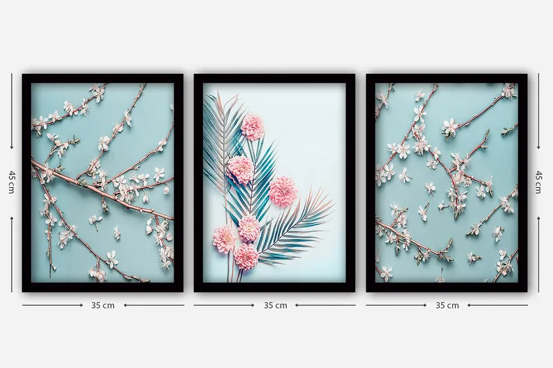 Dekorativ inramad målning 3-Delar 35x45 cm - Flerfärgad - Inredning & dekor - Tavlor & konst - Canvastavla