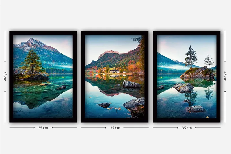 Dekorativ inramad målning 3-Delar 35x45 cm - Flerfärgad - Inredning & dekor - Tavlor & konst - Canvastavla