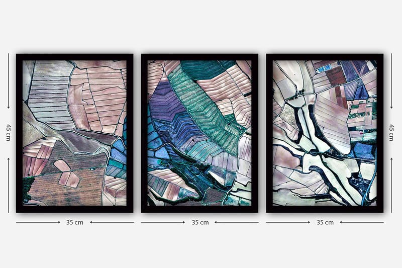 Dekorativ inramad målning 3-Delar 35x45 cm - Flerfärgad - Inredning & dekor - Tavlor & konst - Canvastavla