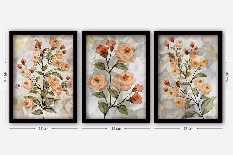 Dekorativ inramad målning 3-Delar 35x45 cm - Flerfärgad - Inredning & dekor - Tavlor & konst - Canvastavla