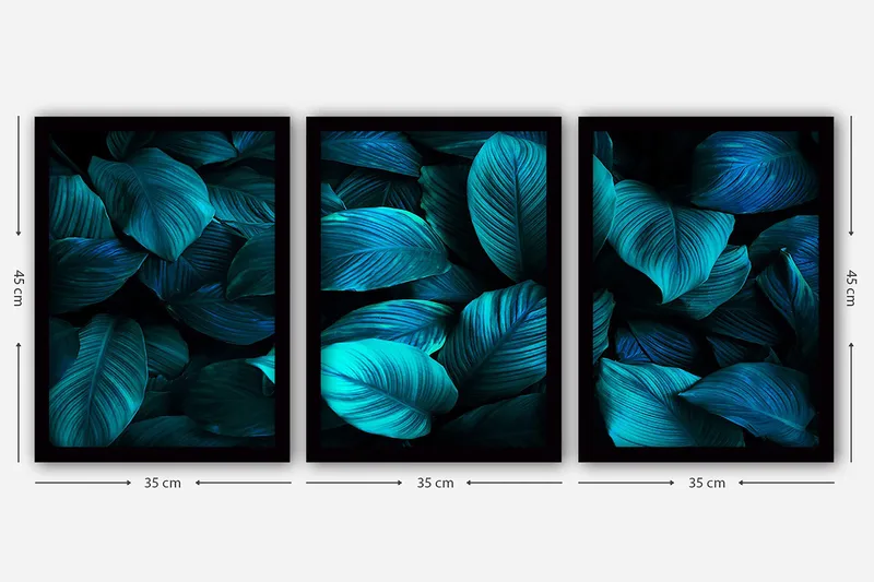 Dekorativ inramad målning 3-Delar 35x45 cm - Flerfärgad - Inredning & dekor - Tavlor & konst - Canvastavla