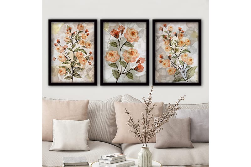 Dekorativ inramad målning 3-Delar 35x45 cm - Flerfärgad - Inredning & dekor - Tavlor & konst - Canvastavla