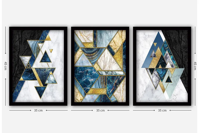 Dekorativ inramad målning 3-Delar 35x45 cm - Flerfärgad - Inredning & dekor - Tavlor & konst - Canvastavla