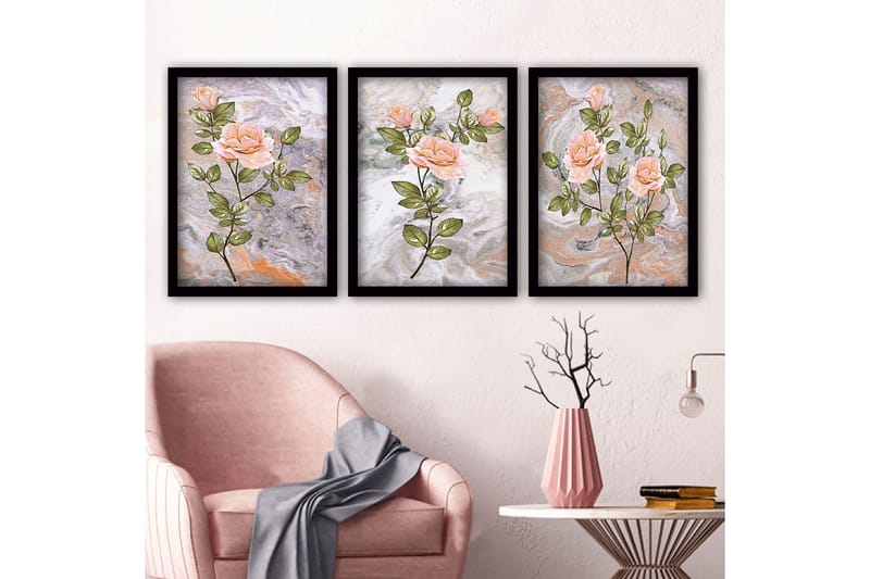 Dekorativ inramad målning 3-Delar 35x45 cm, Flerfärgad
