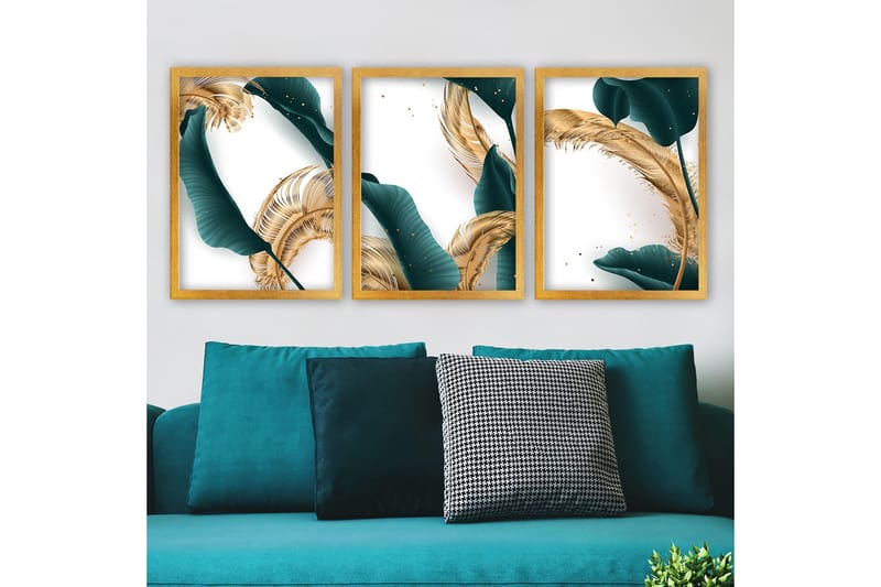 Dekorativ inramad målning 3-Delar 35x45 cm, Flerfärgad