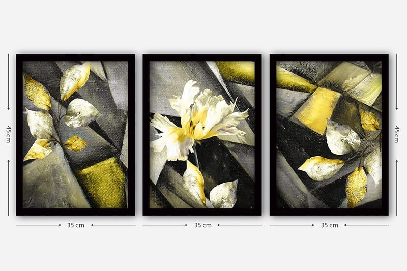 Dekorativ inramad målning 3-Delar 35x45 cm - Flerfärgad - Inredning & dekor - Tavlor & konst - Canvastavla