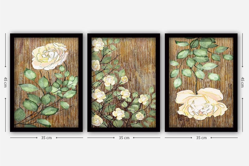 Dekorativ inramad målning 3-Delar 35x45 cm - Flerfärgad - Inredning & dekor - Tavlor & konst - Canvastavla
