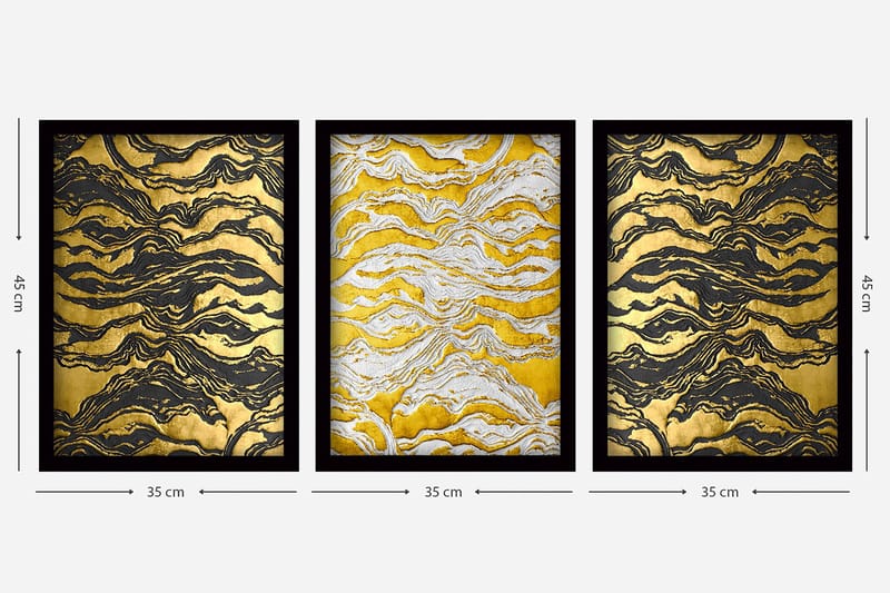 Dekorativ inramad målning 3-Delar 35x45 cm - Flerfärgad - Inredning & dekor - Tavlor & konst - Canvastavla