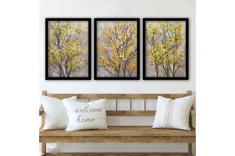 Dekorativ inramad målning 3-Delar 35x45 cm - Flerfärgad - Inredning & dekor - Tavlor & konst - Canvastavla