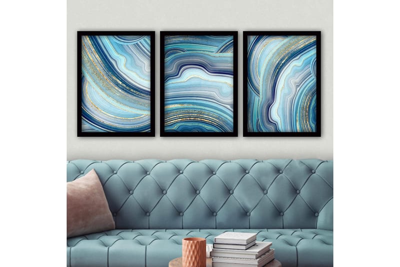 Dekorativ inramad målning 3-Delar 35x45 cm, Flerfärgad