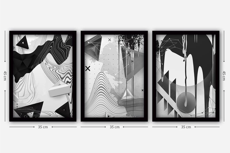 Dekorativ inramad målning 3-Delar 35x45 cm - Flerfärgad - Inredning & dekor - Tavlor & konst - Canvastavla