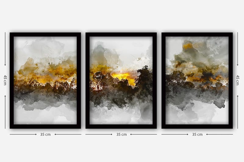 Dekorativ inramad målning 3-Delar 35x45 cm - Flerfärgad - Inredning & dekor - Tavlor & konst - Canvastavla