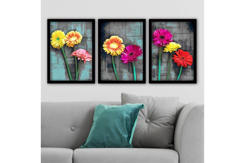 Dekorativ inramad målning 3-Delar 35x45 cm, Flerfärgad