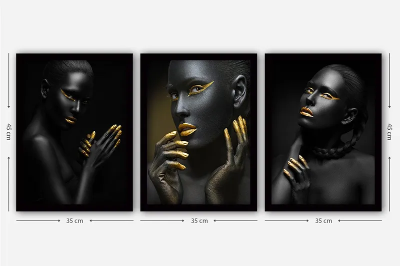 Dekorativ inramad målning 3-Delar 35x45 cm - Flerfärgad - Inredning & dekor - Tavlor & konst - Canvastavla