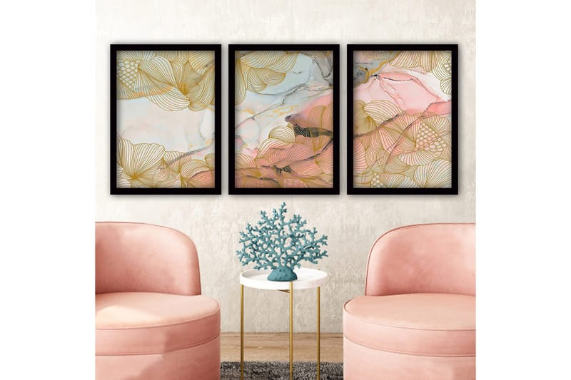 Dekorativ inramad målning 3-Delar 35x45 cm, Flerfärgad