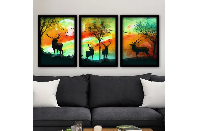 Dekorativ inramad målning 3-Delar 35x45 cm, Flerfärgad