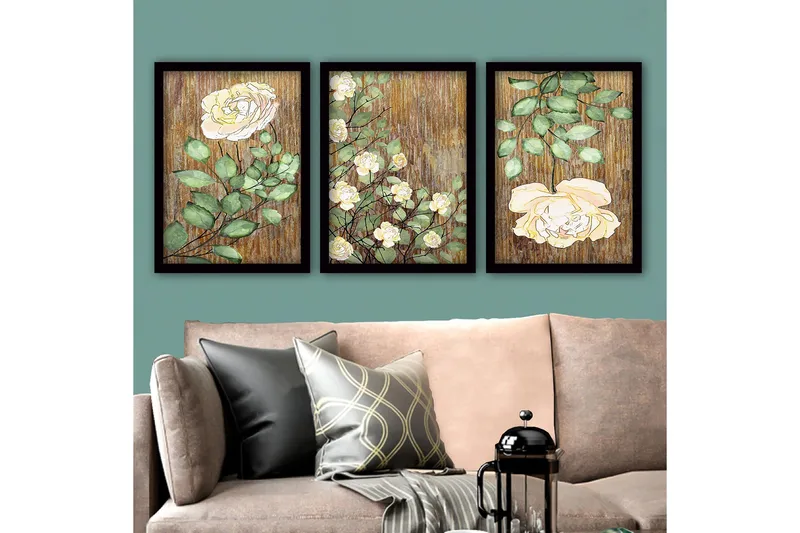 Dekorativ inramad målning 3-Delar 35x45 cm, Flerfärgad