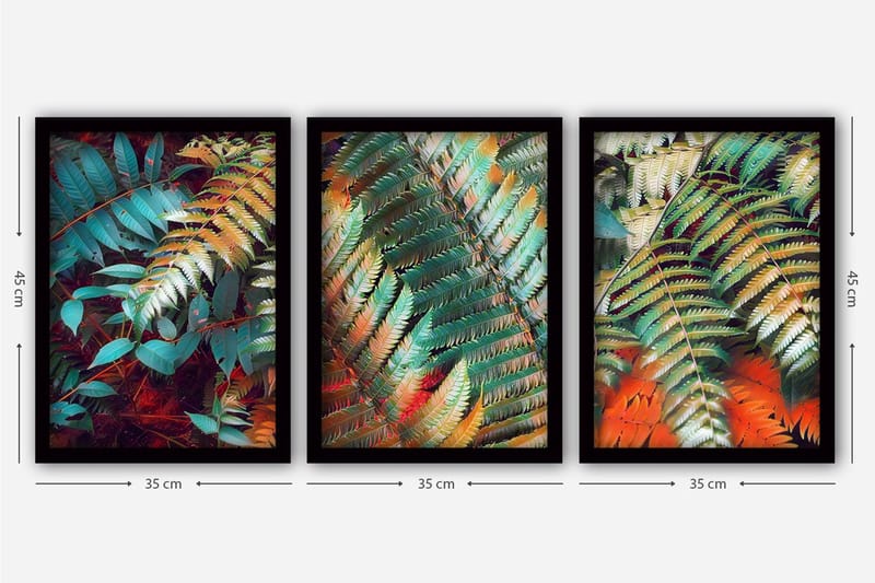 Dekorativ inramad målning 3-Delar 35x45 cm - Flerfärgad - Inredning & dekor - Tavlor & konst - Canvastavla